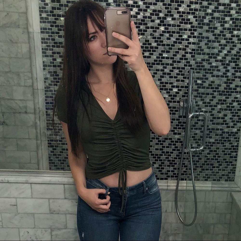 Cinched Green Crop Top